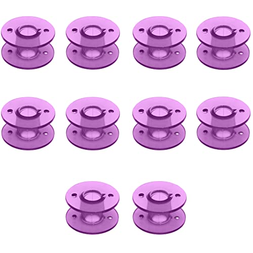 YEQIN 10 pcs Purple Class 15 (A Size) Plastic Bobbins #X52800150 for Brother Babylock Singer Juki Sewing Machines - color: Purple