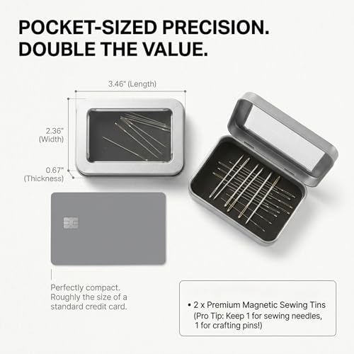 LIGHUFEIC 2 Pack Magnetic Needle Case with Clear Window, Portable Sewing Needle Holder Storage Box for Cross Stitch Embroidery, Rectangle Magnetic Needle Minder Keeper for Pins Organizer (Silver)