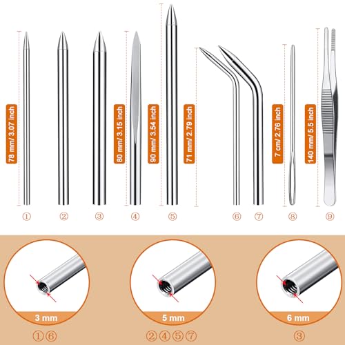 Ferraycle 12 Pcs Paracord FID Set Stainless Steel Knotter Tools Marlinspike Set Paracord Stitching Lacing Stitching Needles and Smoothing Tool Knotter Tools for Work Leather Weaving(Orange) - style: Orange