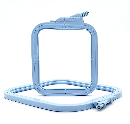 Nurge Square Embroidery Hoop - Plastic Cross Stitch Frame for Needlepoint & Embroidery - Adjustable Craft Hoop - Blue - No:1 (X Small) - color: Blue, size: No:1 (X Small)