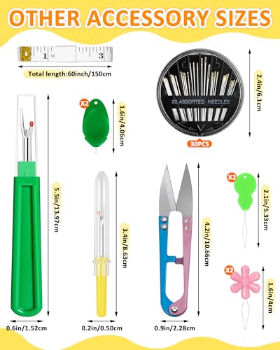 FIVEIZERO Sewing Thimble Kit for Hand Sewing, Metal Finger Protectors for Quilting, Mothers Day Gift, Includes Needle Threader, Embroidery Needles, Seam Ripper, Measuring Tape and Thread Snips - size: Upgraded Version
