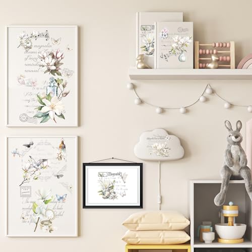 Wxiben 16 Pcs Magnolia Floral Rub on Transfers for Crafts and Furniture - style: White Magnolia