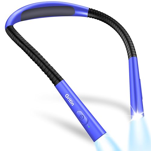 Gritin Book Light, Eye Caring 4-Color&5-Brightness Neck Light Reading Light - color: Dark Blue, size: Upgraded