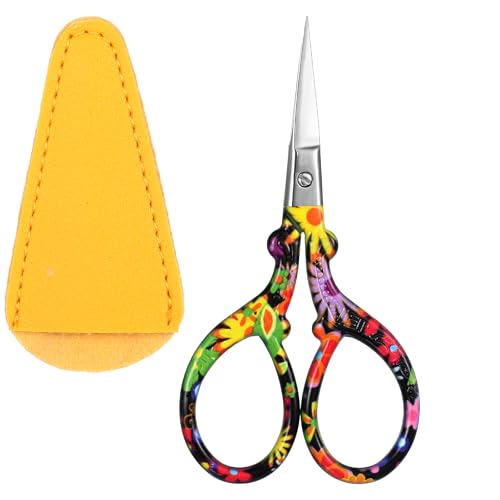 2 Pcs Embroidery Scissors Sharp Crafting Scissors, Black Flower
