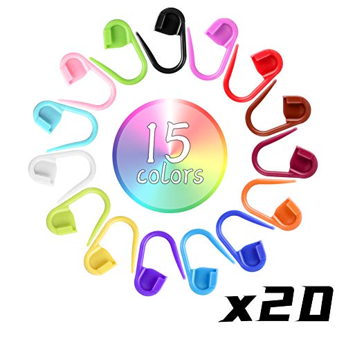 LUNARM Crochet Stitch Markers 315PCS Stitch Markers for Crocheting Knitting - color: 300pcs + 15pcs Needles