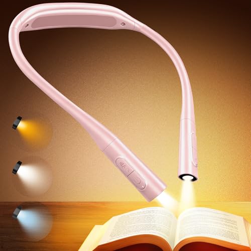 Glocusent Neck Book Light, Rechargeable Neck Lights for Crafts Reading - color: Pink