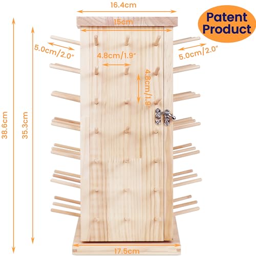 New brothread 93 Spools 360° Fully Rotating Wooden Thread Rack - color: Wood Color-93 Spools(DIY)