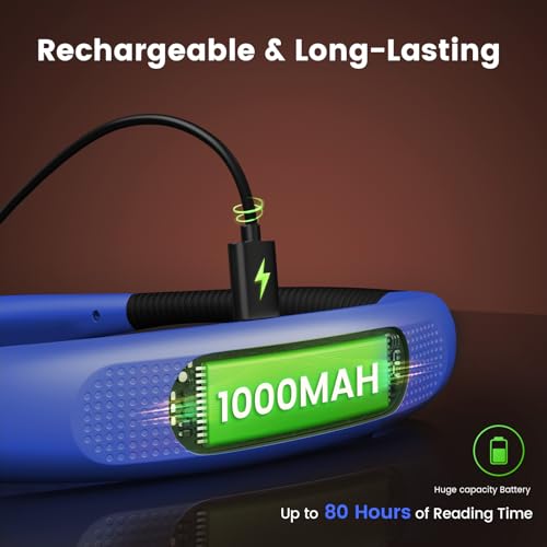 Glocusent Reading Light,Blue Neck Light,80-hr Rechargeable Book Light - color: Blue, size: Standard-Medium