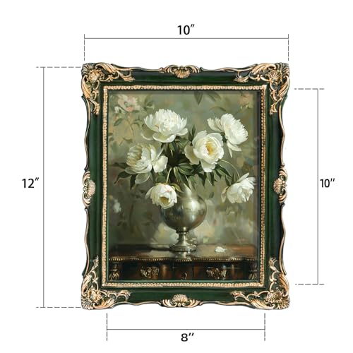 Saysmile Vintage 8x10 Picture Frame Green, Textured Antique Picture Frames with Embossed Flower Design, Ornate Frame for 8x10 Photo, Resin Antique Frames Tabletop & Wall Hanging, Home Decor - color: Green, size: 8x10