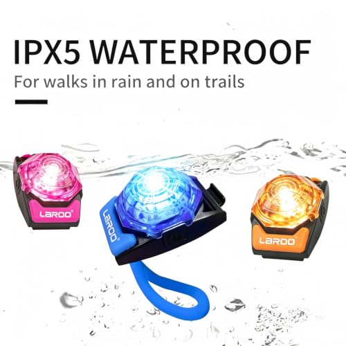 LaRoo Dog Collar Light, 13g Ultra-Light USB Rechargeable LED Dog Lights, IPX6 Waterproof 3 Modes Clip-On Pet Safety Light for Night Walking, Hiking & Camping -Green - color: Green-B