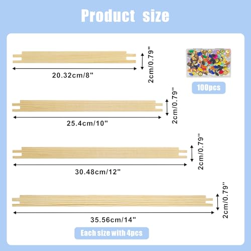 8 Sets Stretcher Bars for Needlework,16 PCS 4 Sizes(8, 10, 12, 14 Inches) - color: natural-8set