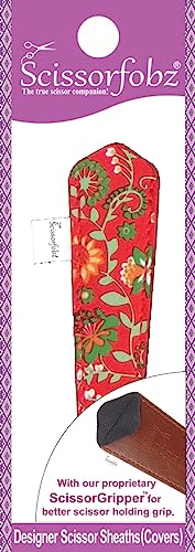 Designer Scissors Sheaths Shears Protective Covers-For Small Embroidery Scissors - Multicolor Floral Garden On Red Design-#SS-278 - color: Multi Floral Garden on Red, size: Single Small Size