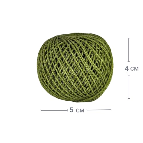 KGS Crochet Thread Cotton Yarn Balls | Size 8 | 10 Balls | 10 Grams Each Ball | Total 100 Grams of Pearl Cotton Thread for Crocheting, Cross Stitch, Needlepoint Hand Embroidery (Olive Green) - color: Olive Green