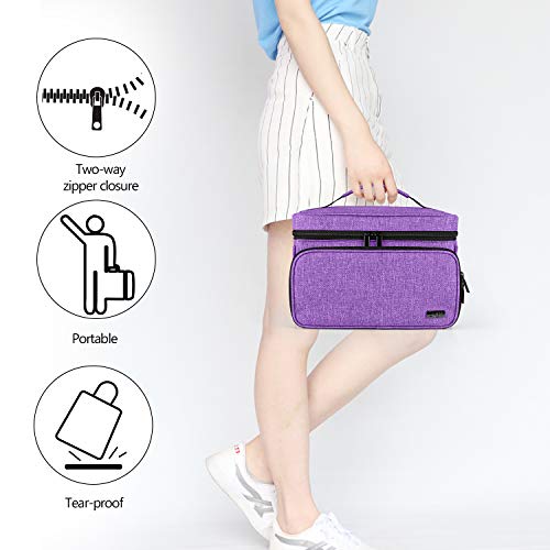 Luxja Sewing Storage Organizer with 2 Detachable Clear Pockets, Purple - color: Purple
