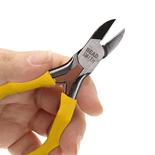 The Beadsmith Color-ID Side Cutter – 5 inches (127mm) – Yellow Comfort Grip Handle – Polished Steel Head and Double-Leaf Spring - Tool for Jewelry Making - size: Side Cutter - 5 Inches