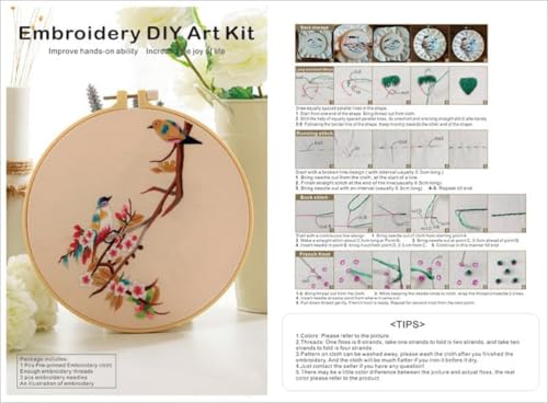 Meecaa Starry Night Landscape Embroidery Kit Starter Set, Hand Embroidery Set,Pattern Printed Cross Stitch Set for Beginner Adults, with Embroidery Hoop and Instructions (Starry Sky) - color: Starry Sky