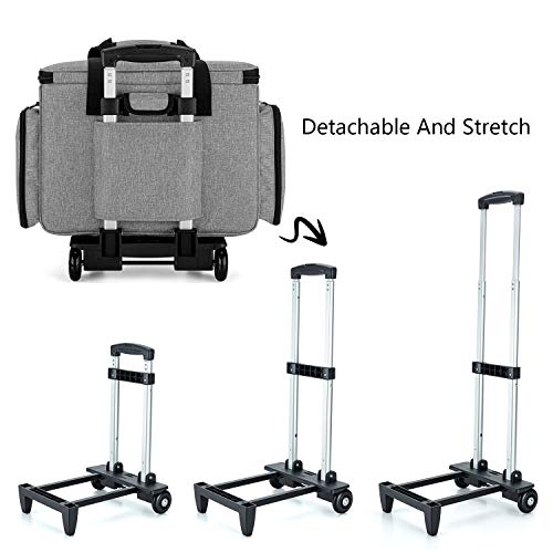LUXJA Sewing Machine Case with Detachable Dolly, Gray - color: Gray, style: Sewing Machine Trolley
