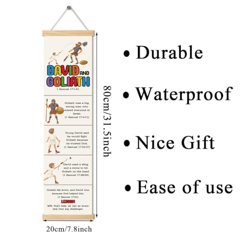 David and Goliath Banner, Church Banner, Christian Rustic Hanging Door Flag, Farmhouse Decorations Outdoor Indoor, Church Activity Decor, Bible Lesson, Scripture and Words Decorations - color: Style 28
