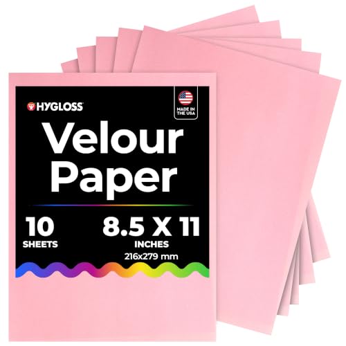 Hygloss Velour Paper 8.5 x 11, Soft Flocked Craft Paper, 10 Sheets Pink - color: Pink