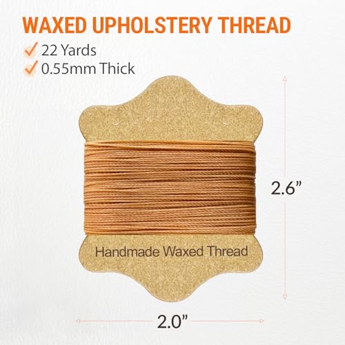 VONEEDL Upholstery Repair Kit: Waxed Sewing Thread (Ligth Brown Color) & Heavy Duty Needles (11 PCS) for Leather, Canvas & Quilting Thread - color: Light Brown