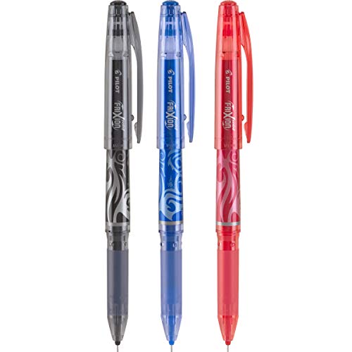 Pilot, FriXion Point Erasable & Refillable Gel Ink Pens, Extra Fine Point 0.5 mm, Pack of 3, Black, Blue & Red - size: 3 Count (Pack of 1)