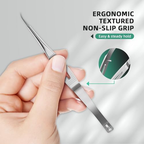 Cuticle Scissors, Professional Curved 15° Blade Stainless Steel, Ultra Sharp for Precision Nail Grooming, Eyebrow Shaping, and Sewing Thread Snips, with Travel Case