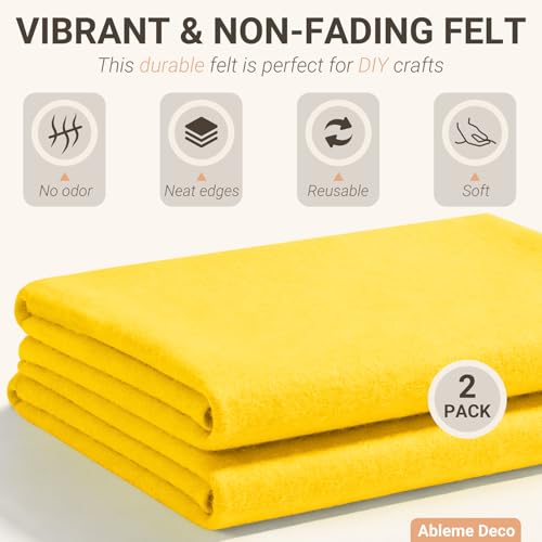 Yellow Felt Fabric Sheets 18" x 18" (2 Pack) 1.6mm Soft Felt, Gold Yellow - color: Gold Yellow