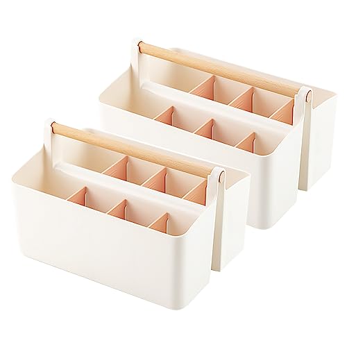 2 Pack Art Supply Caddy Organizer with Handle,Colored Pencil Holder Markers - color: Pink Divider
