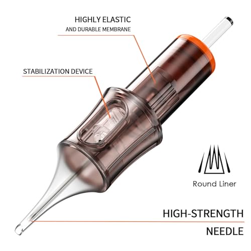50 Assorted Tattoo Cartridge Needles Mixed Size #12 Round Liner Shader Magnum - 5 Pcs each of 3RL, 5RL, 5RS, 7RS, 7RM, 9RM, 10 Pcs each of 7RL, 9RL Pro Disposable Membrane Tattoo Needles - size: 50Pcs-#12 3/5/7/9RL-5/7RS-7/9RM