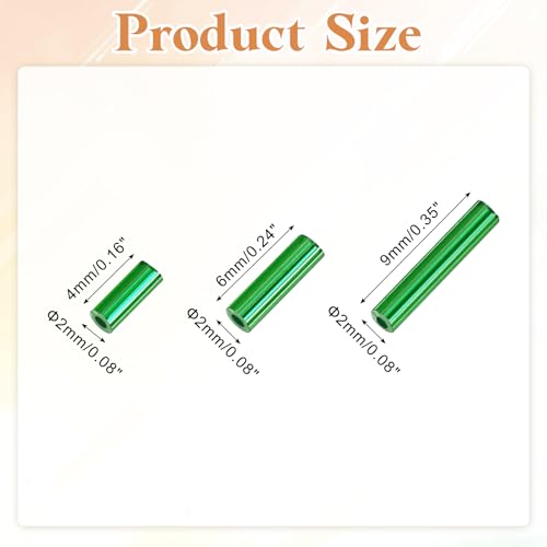 MECCANIXITY 2000pcs Glass Bugle Beads 4/6/9mm Long Tube Cylinder Beads - color: Dark Green