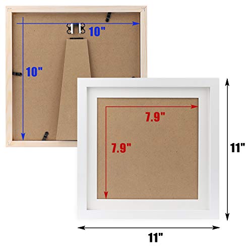 WUTL 10x10 Picture Frames Solid Wood 8x8 Square Frame with Mat White 6 Pack - color: White, size: 10x10