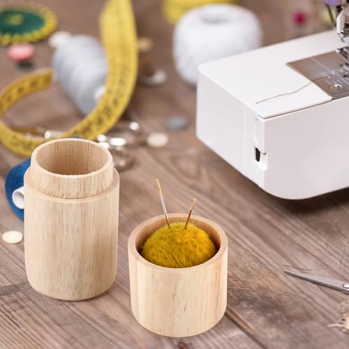 Wooden Sewing Case,Portable Sewing Needle Storage Case with 12 Needles,Portable Travel-Friendly Needle Holder Craft Organizer for Embroidery,Knitting and Sewing Essentials(Yellow) - color: Yellow