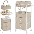 3In1 Modanais Baby Diaper Caddy Organizer Cart with Drawers, Off White - color: Off White