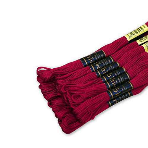 Pack of 12 Premium Embroidery Thread | 100% Egyptian Cotton Premium Skeins | Cross Stitch Embroidery Floss | Oeko TEX Certified Stranded Cotton | Ideal for Arts & Crafts (Red 47) - color: Red 47