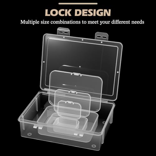 Jetec 6 Pieces Small Clear Plastic Storage Box, 4 Size - size: Mixed Sizes