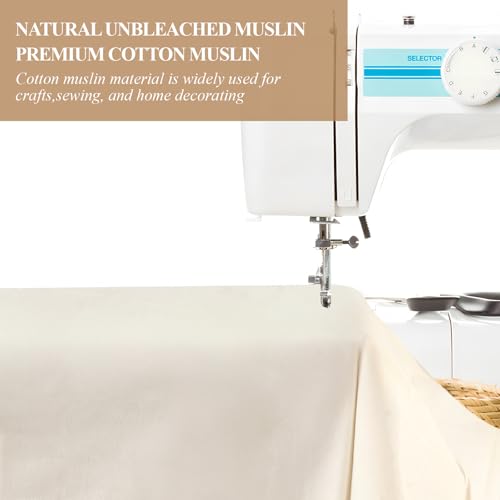100% Cotton Muslin Fabric, 63 Inch X 2 Yards Unbleached Fabric by The Yard - color: Natural Unbleached, size: 2 Yards