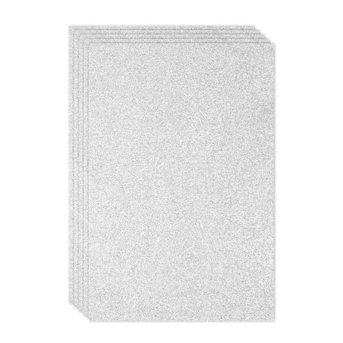 PATIKIL Silver Shiny EVA Glitter Foam Sheet 11.8 x 7.9 Inch 2mm Thick Sparkle EVA Glitter Felt for Crafts DIY Project, 5 Pcs - color: Silver