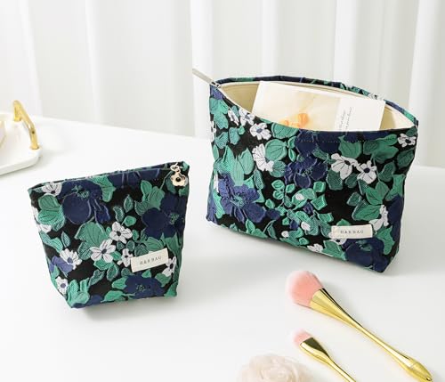 getgto 2 Pcs Makeup Bags, Large Cosmetic Bag Travel Toiletry Bag - color: Dark Blue