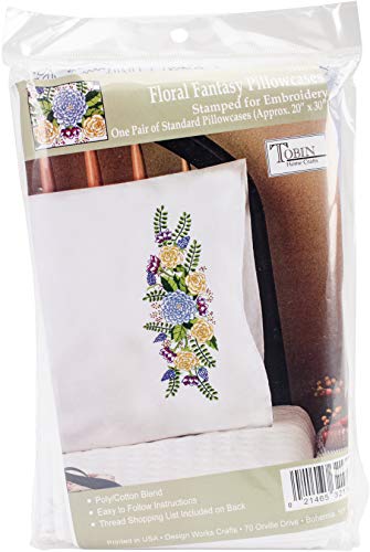 Design Works Crafts Floral Fantasy Pillowcases for Embroidery, Model: T232176
