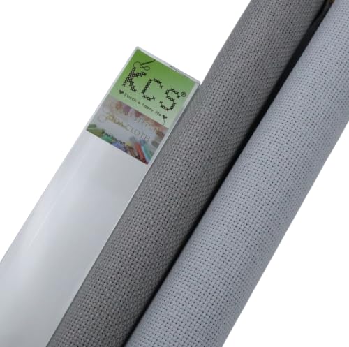 KCS 2 pc of 15" x 18"(38cmx45cm) 18 Count Cross Stitch Cotton Aida Cloth Needlework Fabric Box (Light Grey+Medium Grey,18CT) - color: Light Grey+medium Grey, size: 18CT