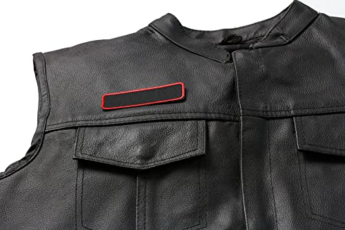 Blank Name Tag Patch Red Border - By Ivamis Trading - 3.5x1 inch - Twill Fabric - Paper Backing - Embroidered and Laser Cut Borders (P4832) - color: Black,Red, size: Small 3.5x1 inch