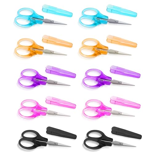 10 Pcs Mini Detail Craft Scissors, Stainless Steel, 3.5" - size: 3.5 x 1.8 inches