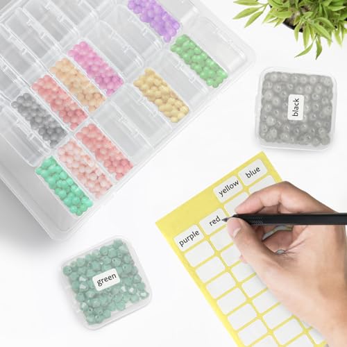 Guyuyii 30 Clear Plastic Bead Storage Containers with Hinged Lids & Labels - size: 31 Pcs