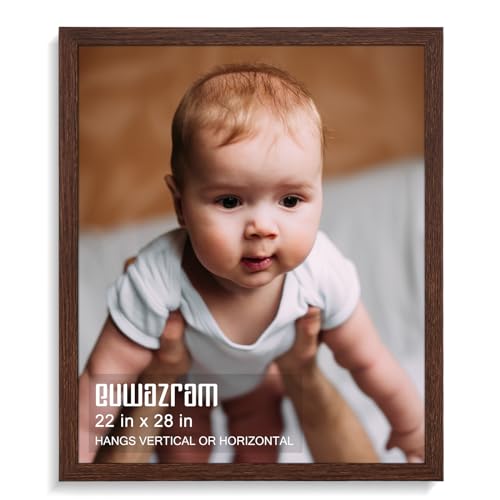 Solid Wood 22x28 Frame - Single Frame, Rustic Walnut 22 x 28 Poster Frame for Artwork, Puzzles, Photos and Movie Posters Picture Frames - size: 22" x 28"