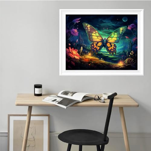 Leczany Cross Stitch Stamped Kit for Adults - Fantasy Butterfly | DIY Embroidery Starter Patterns Craft Kit Needlepoint for Beginner | 11CT, 3 Strands | 17.7x12.6 inches - color: 11CT Stamped kits, Fantasy Butterfly 17.7x12.6 inches