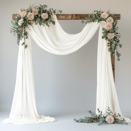 Wedding Arch Draping Fabric 1 Panel Ivory Sheer Backdrop Drapes - color: Ivory, size: 1 Panel