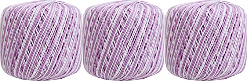 ThreadArt 100% Cotton Crochet Thread Size 3, Variegated Lavenders - color: VARIEGATED LAVENDERS, size: SIZE 3 - 3 PACK