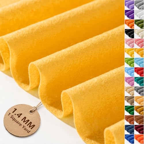 Mustard Yellow Soft Felt Sheet 36'' X 36'', 1.4mm Felt Fabric Sheet for DIY - color: Mustard Yellow