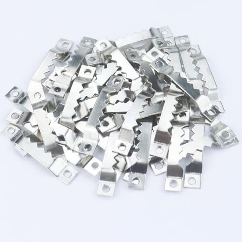 Sawtooth Picture Hangers,100 Pcs Black Steel Photo Frame Hanging Hangers 200 Screws for Wall Clock Paintings Wood Craft Decor Artwork Signs Posters Picture Frame Sketch Hanger,Cross-Stitch (Silver) - color: Silver