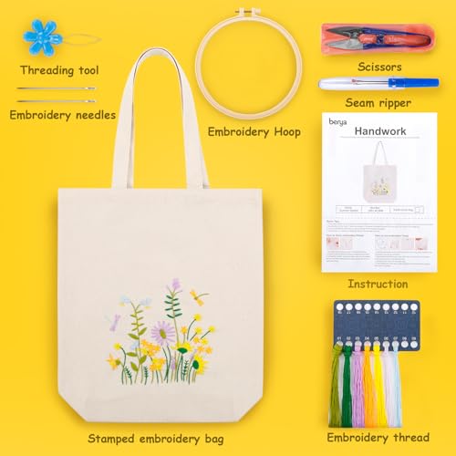 BERYA Canvas Tote Bag DIY Needlepoint Embroidery Kit for Beginners - color: Summer Garden